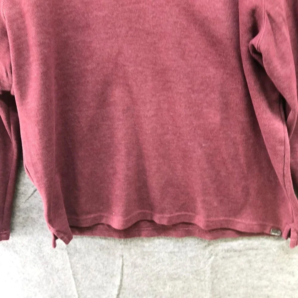 Eddie Bauer Mock Neck Sweatshirt Mens L 1/4 Button‎ Burgundy Wine Pullover